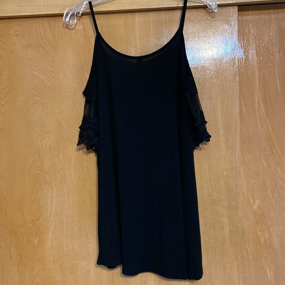 Emerald black open cold shoulder soft knit top blouse large - Picture 8 of 12